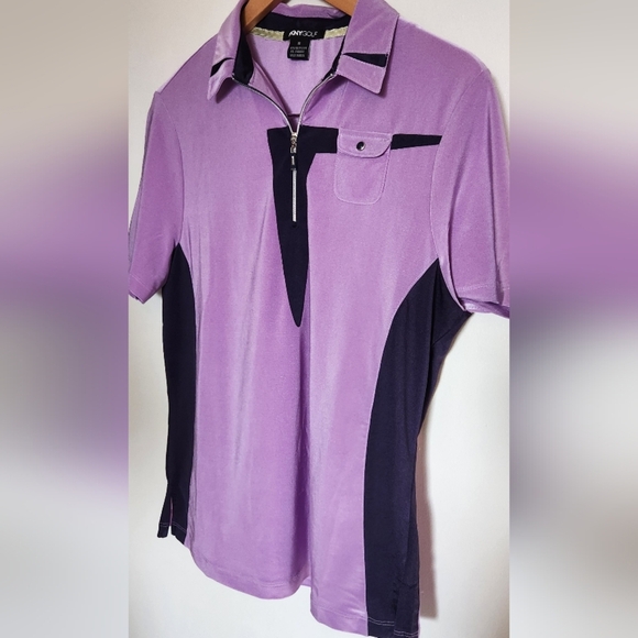 DKNY Golf Purple and Black Short Sleeve Top - Picture 4 of 5